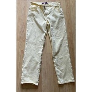 Gloria Vanderbilt Yellow Jeans Womens Size 12 Amanda Straight Leg Mid Rise